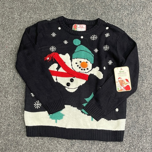 *NWT Merry Christmas Women’s 3D Navy Blue Snowman Sweater Sz L - Picture 6 of 16